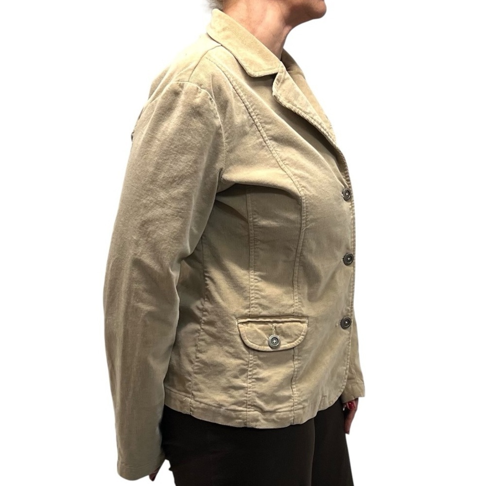 Fresh Produce Tan Corduroy Casual Career Business Blazer Jacket Women’s Large - Picture 9 of 11